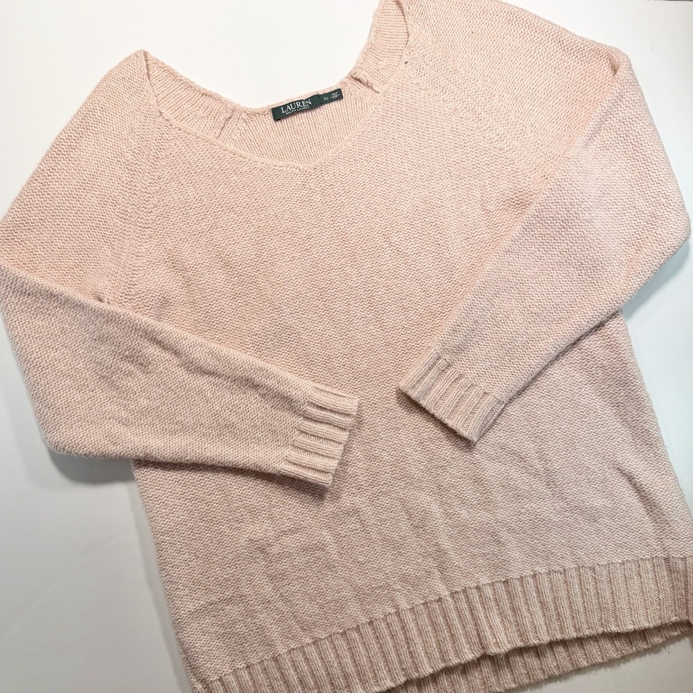 Lauren Ralph Lauren Women's XL Pink Long Sleeve V Neck Sweater